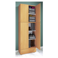 VCM Botník Lona XXL s otočnými dvířky se zásuvkou, buk