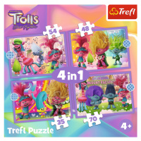 Trefl Puzzle 4v1 - Dobrodružstvá farebných Trollov / Universal Trolls 3 (2023)