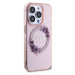 Guess PC/TPU Flowers Ring Glossy Logo MagSafe Zadný Kryt pre iPhone 15 Pro Pink