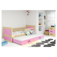 Expedo Detská posteľ FIONA P2 + matrac + rošt ZADARMO, 80x190 cm, borovica/ružová