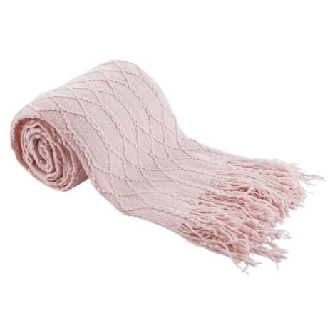 TEMPO-KONDELA SULIA TYP 1, pletená deka so strapcami, svetloružová, 120x150 cm Tempo Kondela