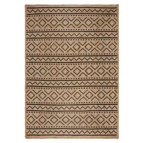 Kusový koberec Printed Jute Luis Natural/Black Rozmery kobercov: 200x290 Flair Rugs
