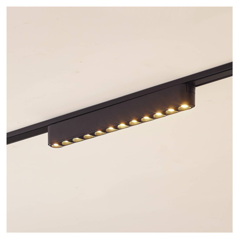 Lindby LED pásik 48V Lumaro, čierny, 12 bodov, 2,4 cm, stmievateľný