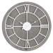 Estila Moderné jedinečné okrúhle nástenné hodiny Stormhill s rímskymi číslicami striebornej farb
