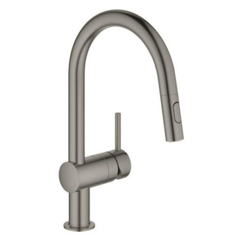 Drezová batéria GROHE Minta s vyťahovacou spŕškou, 2 prúdy kartáčovaný Hard Graphite 32321AL2