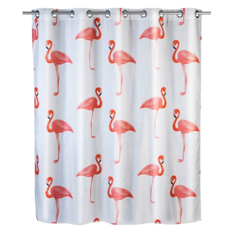 Sprchový záves s protiplesňovou povrchovou úpravou Wenko Flamingo, 180 × 200 cm