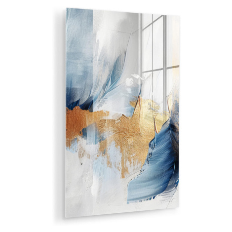 MuchoWow OBRAZ NA AKRYLOVOM SKLE Zlatá - modrá - akvarel - umenie - moderné 60x90 cm