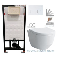 DEANTE Podstavný rám, pre závesné WC misy + SLIM tlačidlo bílé  + WC LAUFEN PRO LCC RIMLESS + SE