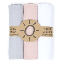 Mamo-Tato Mušelínové plienky 3ks 80x80cm + žinka zadarmo - Grey/Pink/White 13