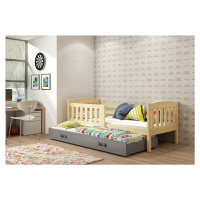 Expedo Detská posteľ FLORENT P2 + matrac + rošt ZADARMO, 90x200 cm, borovica, grafitova