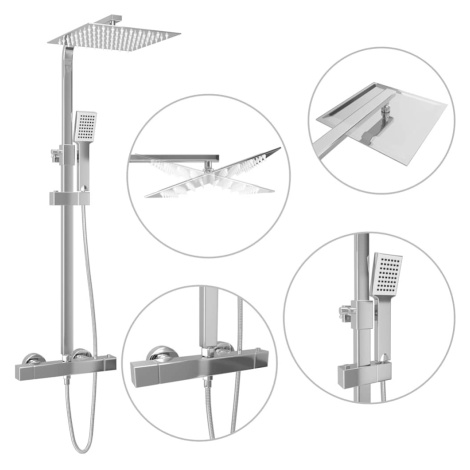 vidaXL Sada dvojitĂ˝ch sprchovĂ˝ch hlavĂ­c s termostatom nehrdzavejĂşca oceÄľ