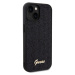 Guess PU Square Mirror Script Logo Zadný Kryt pre iPhone 15 Black