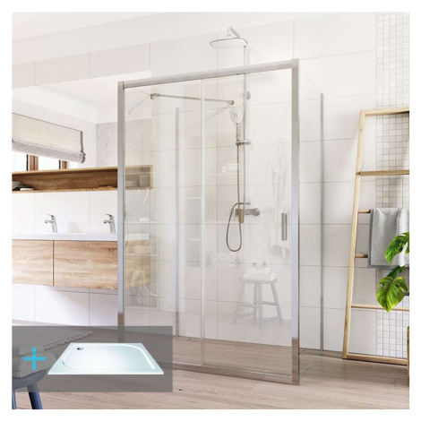 MEREO Mereo Sprchový set: LIMA, obdĺžnik, 100x120x100x190 cm, chróm ALU, sklo Číre vr. vaničky l