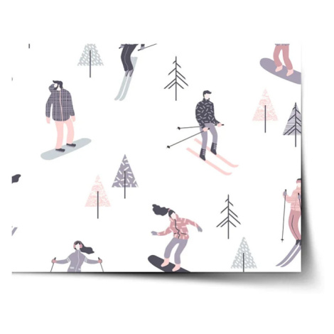 Plagát Lyžiari - 90x60 cm