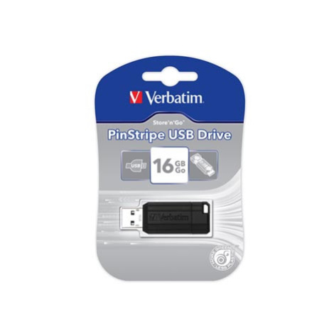 Verbatim USB flash disk, USB 2.0, 16GB, PinStripe, Store N Go, černý, 49063, USB A, s výsuvným k