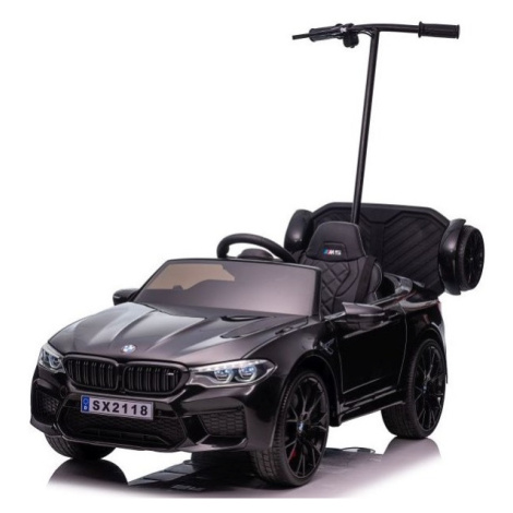 mamido Elektrické autíčko BMW M5 lakované čierne s vodiacou tyčou