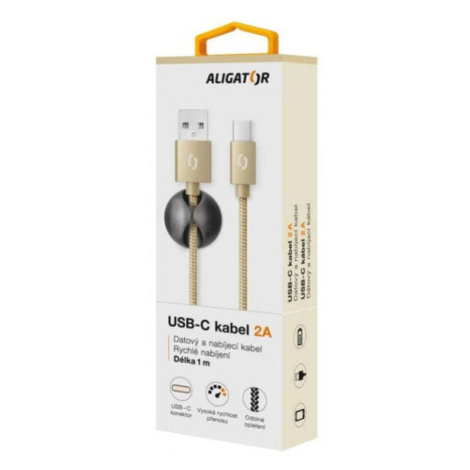 Kábel Aligator Premium USB-C na USB 2A, zlatá