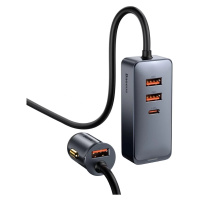 Nabíjačka do auta Baseus Share Together car charger with extension cord, 3x USB, USB-C, 120W (gr