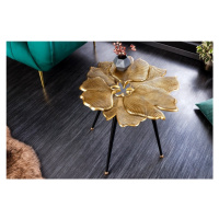 Estila Glamour dizajnový konferenčný stolík Ginko v zlatom prevedení v tvare listov ginka s čier