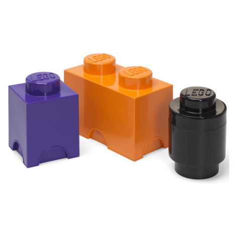 LEGO® úložné boxy Multi-Pack 3 ks - fialová, čierna, oranžová