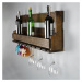 Ručne vyrábaný stojan na víno a držiak na poháriky z masívneho dreva Catalin Faina, 90 × 30 × 12