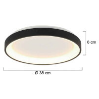 Stropné svietidlo Ringlede LED, čierne, výška 6 cm, Ø 38 cm