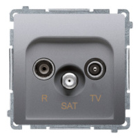 Anténna zásuvka R-TV-SAT koncová/zakončená, tlm.: 1dB, nerez, metalizovaný