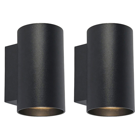 Sada 2 moderných nástenných svietidiel čierne okrúhle - Sandy QAZQA