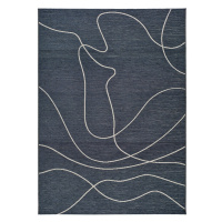 Tmavomodrý vonkajší koberec s prímesou bavlny Universal Doodle, 77 x 150 cm