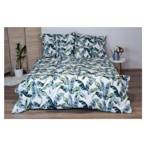 Bavlnené posteľné obliečky 3-dielne Dita - LIsty zelené JAHU