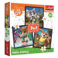 Trefl Puzzle 3v1 - Zoznámte sa s milými mačkami / Rainbow 44 cats