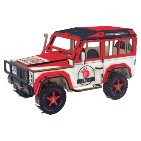 Dřevěné 3D puzzle SUV červené
