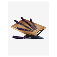 Súprava piatich nožov s nepriľnavým povrchom + doska BERLINGERHAUS Purple Metallic Line