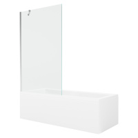 MEXEN/S - Cubik obdĺžniková vaňa 150 x 70 cm s panelom + vaňová zástena 100 cm, transparent, chr