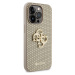 Guess PU Perforated 4G Glitter Metal Logo Zadný Kryt pre iPhone 14 Pro Gold