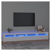 vidaXL TV skrinka s LED svetlami lesklá biela 240x35x40 cm