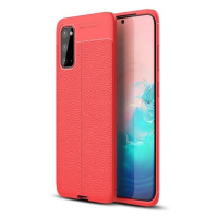 Xiaomi Redmi 8A, silikónové puzdro, kožený efekt, prešívaný vzor, červené