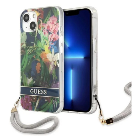 Kryt Guess GUHCP13MHFLSB iPhone 13 6,1" blue hardcase Flower Strap (GUHCP13MHFLSB)