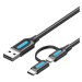 Kábel 2in1 USB cable USB 2.0 to USB-C/Micro-B USB Vention CQDBF 1m (black)