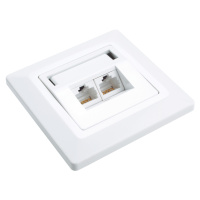 Zásuvka Solarix CAT5E UTP 2 x RJ45 pod omítku bílá SX9-2-5E-UTP-WH