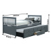 KONDELA Austin New 90 rozkladacia posteľ s prísteľkou sivá