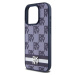 DKNY PU Leather Checkered Pattern and Stripe Zadný Kryt pre iPhone 15 Pro Blue