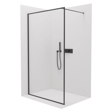 CERANO - Sprchová zástena Walk-in Moreli Ľ/P - 8 mm - čierna matná, transparentné sklo - 100x200