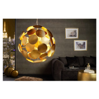 Estila Dizajnová závesná lampa Globe okrúhleho tvaru z kovových plieškov zlatej farby 63cm