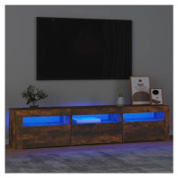 vidaXL TV skrinka s LED svetlami dymový dub 180x35x40 cm