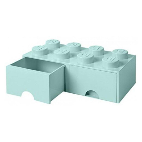 LEGO® úložný box 8 so šuplíkmi 25 x 50 x 18 cm aqua