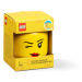 Žltá úložná škatuľa v tvare hlavy LEGO® whinky, 10,5 x 10,6 x 12 cm