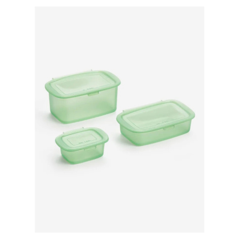 Súprava troch silikónových boxov na skladovanie potravín v zelenej farbe Lékué