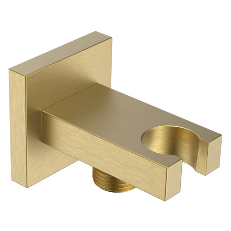 Držiak na sprchu, štvorcový, pevný, s výtokom, matný zlatý AQ591GB Sapho