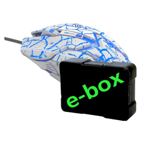 Myš drôtová USB, E-blue Auroza Gaming, biela, optická, 4000DPI, e-box